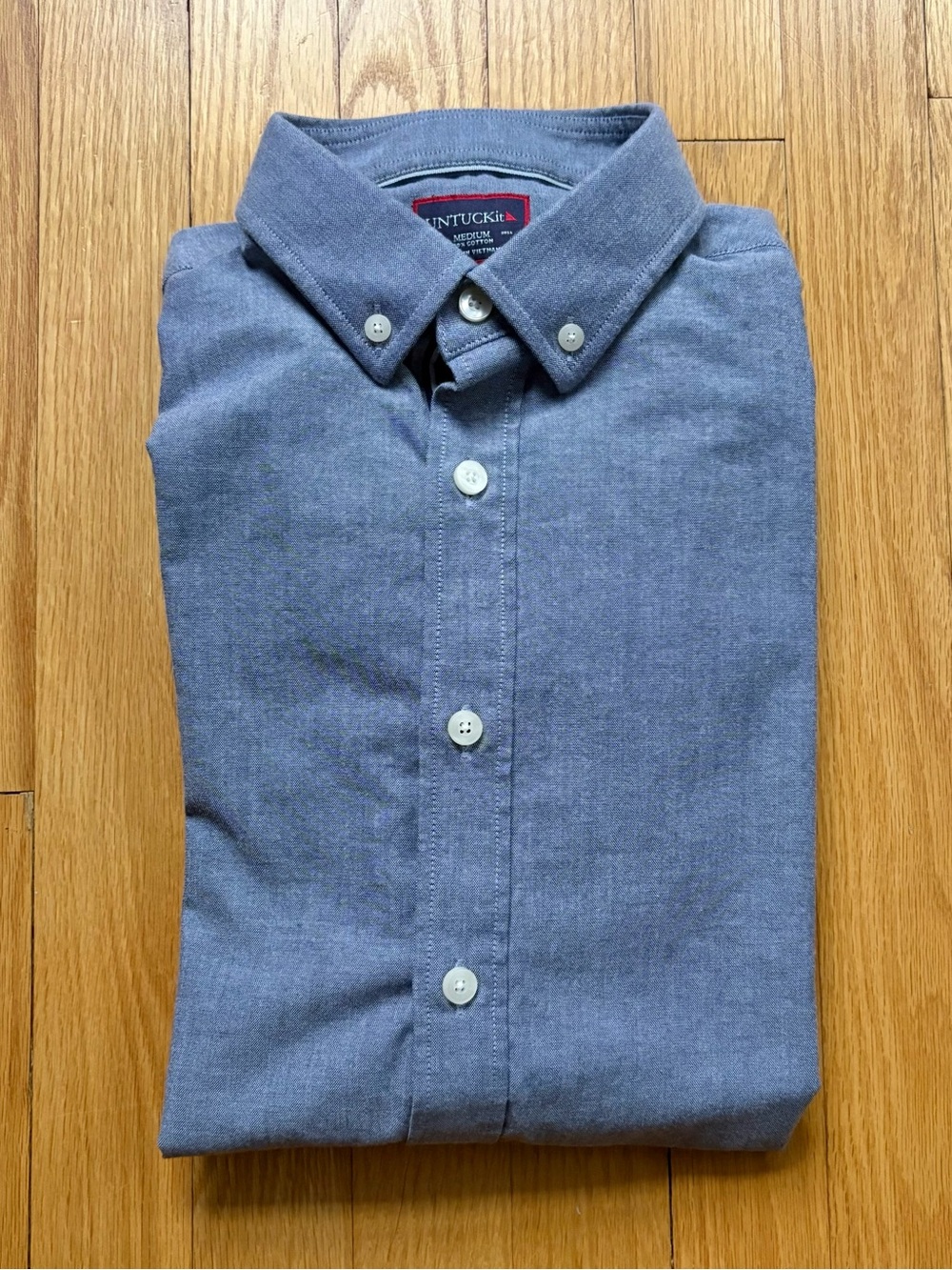 UNTUCKit Men’s Long Sleeve Dress Shirt 100% Cotton Regular Medium Blue Solid